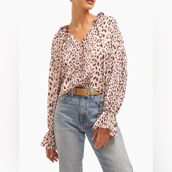 Equipment Tops - Equipment Farah Cheetah Keyhole Blouse | NWT | Small